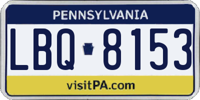 PA license plate LBQ8153
