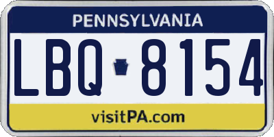 PA license plate LBQ8154