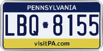 PA license plate LBQ8155