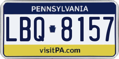PA license plate LBQ8157