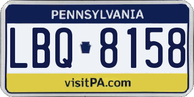 PA license plate LBQ8158