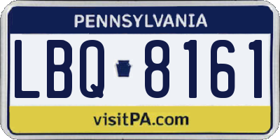 PA license plate LBQ8161