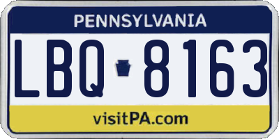 PA license plate LBQ8163