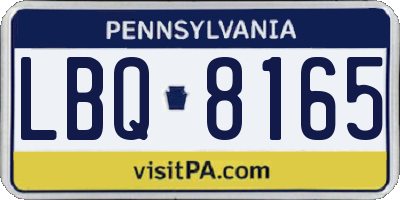 PA license plate LBQ8165