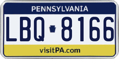 PA license plate LBQ8166