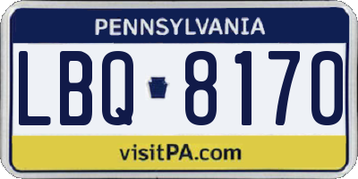 PA license plate LBQ8170