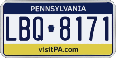 PA license plate LBQ8171