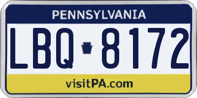 PA license plate LBQ8172