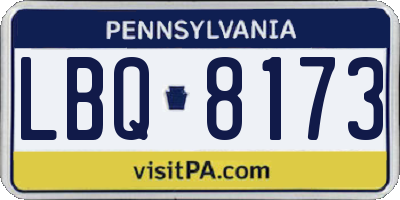 PA license plate LBQ8173