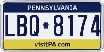 PA license plate LBQ8174