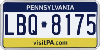 PA license plate LBQ8175