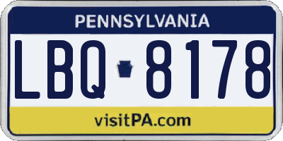 PA license plate LBQ8178