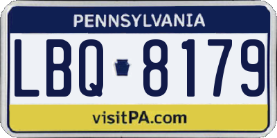 PA license plate LBQ8179