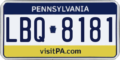 PA license plate LBQ8181