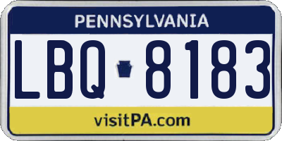 PA license plate LBQ8183