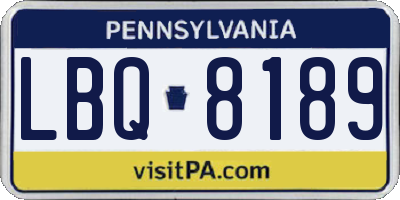 PA license plate LBQ8189