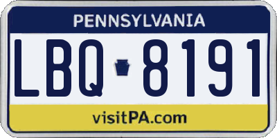 PA license plate LBQ8191