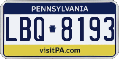 PA license plate LBQ8193