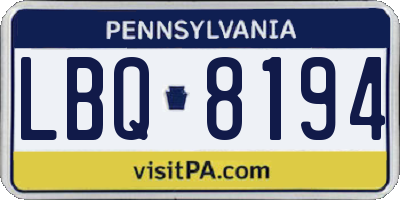 PA license plate LBQ8194