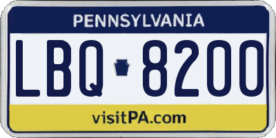 PA license plate LBQ8200