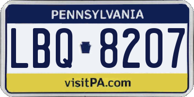 PA license plate LBQ8207