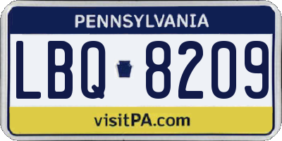 PA license plate LBQ8209