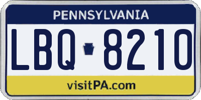 PA license plate LBQ8210