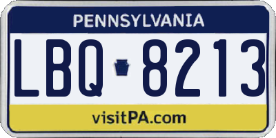 PA license plate LBQ8213