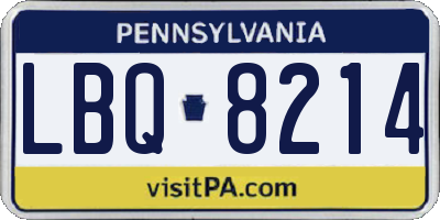 PA license plate LBQ8214