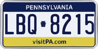PA license plate LBQ8215