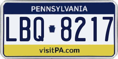 PA license plate LBQ8217
