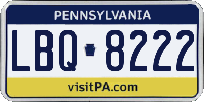 PA license plate LBQ8222