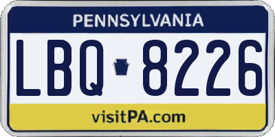 PA license plate LBQ8226