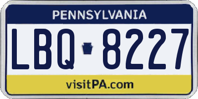 PA license plate LBQ8227