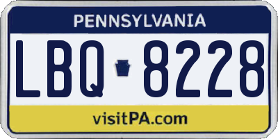 PA license plate LBQ8228