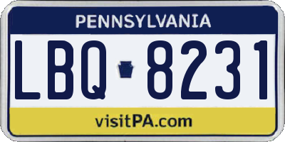 PA license plate LBQ8231
