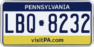 PA license plate LBQ8232