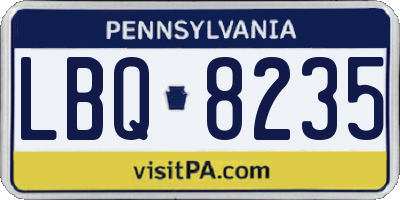 PA license plate LBQ8235