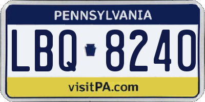 PA license plate LBQ8240