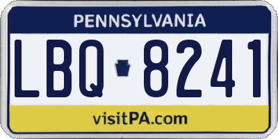 PA license plate LBQ8241