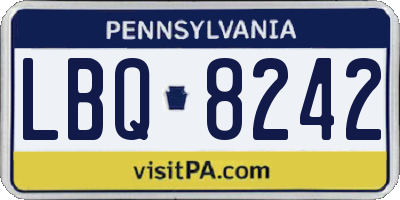 PA license plate LBQ8242
