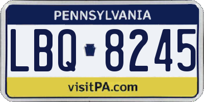 PA license plate LBQ8245