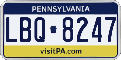 PA license plate LBQ8247