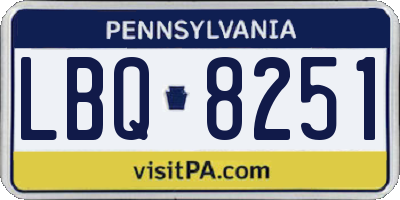 PA license plate LBQ8251