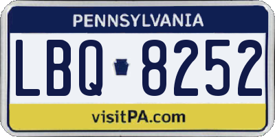 PA license plate LBQ8252