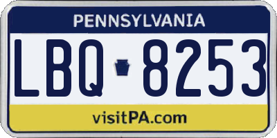 PA license plate LBQ8253