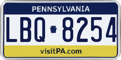 PA license plate LBQ8254