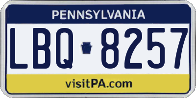PA license plate LBQ8257