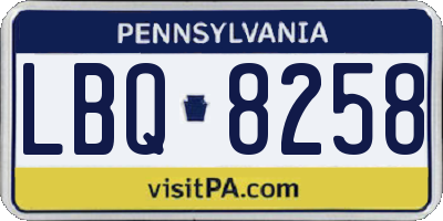 PA license plate LBQ8258