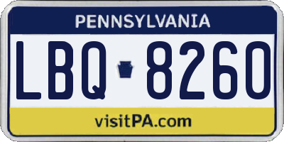 PA license plate LBQ8260